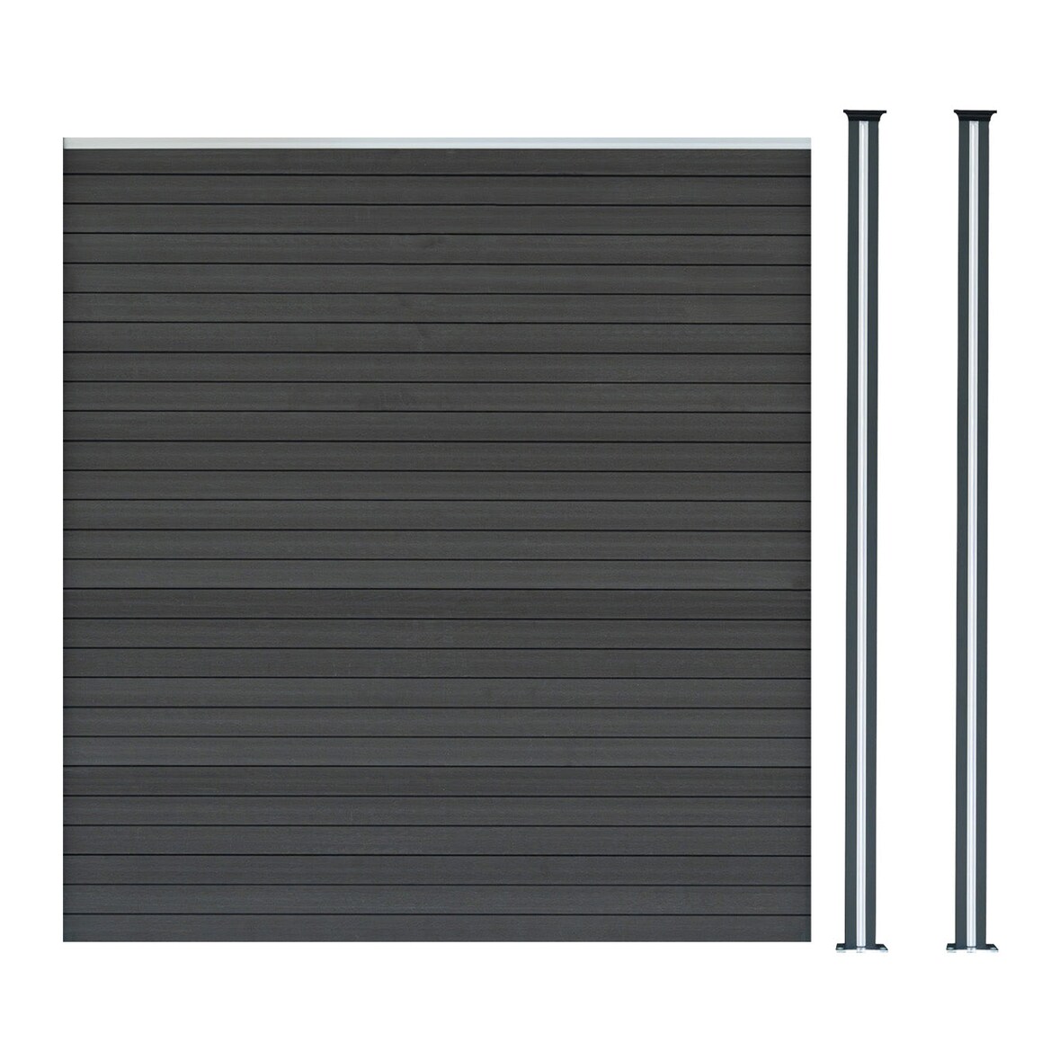 Composiet Schutting Paneel & 2 x LED Palen - Grijs