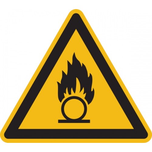Warnschild, Warnung vor brandfördernden Stoffen W028 - ASR A1.3 (DIN EN ISO 7010) - 200x1.5 mm Kunststoff