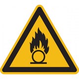 thumbnail of Warnschild, Warnung vor brandfördernden Stoffen W028 - ASR A1.3 (DIN EN ISO 7010) - 200x1.5 mm Kunststoff