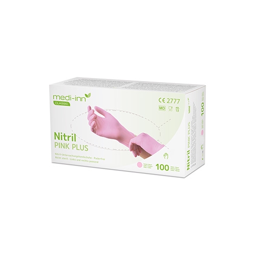 100 `Medi-Inn Classic` Handschuhe, Nitril puderfrei pink `Nitril Pink Plus` Größe XL