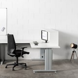 thumbnail of ROCADA, sedia professionale con braccioli regolabili, scocca nera e rivestimento nero. dimensioni 660x660x1180mm