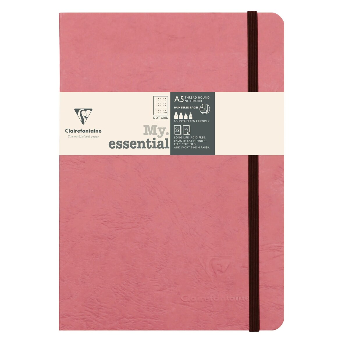 Clairefontaine 5x Notizbuch Age Bag My.essential, A5 96 Blatt dot/punktkariert - Antikrosa 793436C