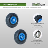 thumbnail of 2x Sackkarrenrad PU-Rad 260x85 mm 3.00-4 60 mm versetze Nabe Ø 20 mm blau Vollgummi Bollerwagen
