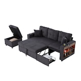 thumbnail of Merax 3-Sitzer-Schlafsofa mit Schlaffunktion, Mehrfunktionales Cord-Sofa mit Stauraum & Ausziehbett. Inkl. USB-C, Dunkelgrau