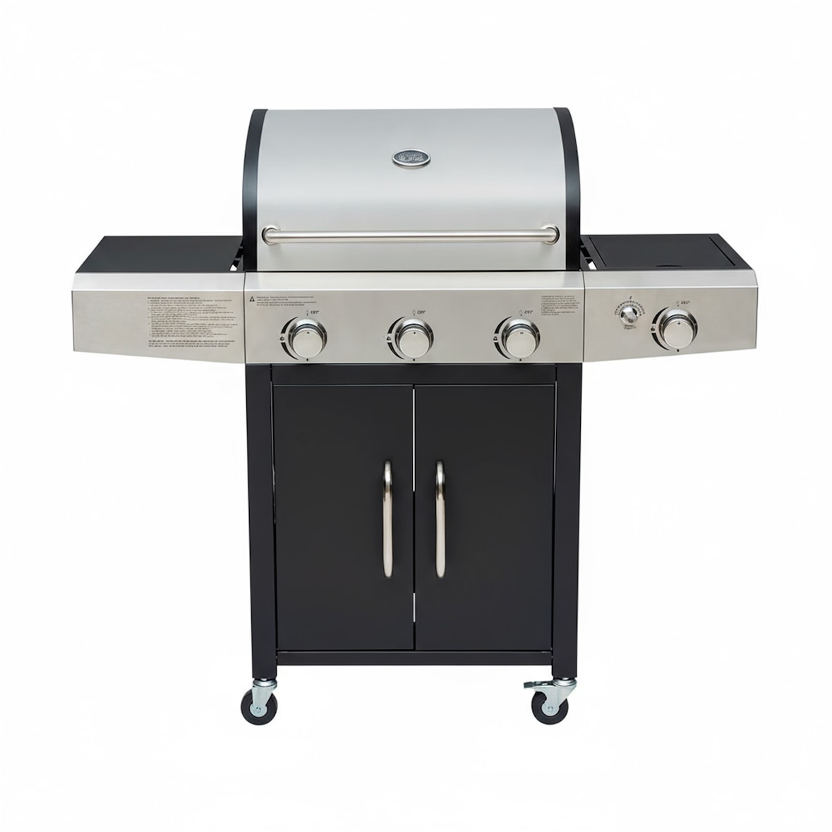Barbecue a Gas Professionale XXL Da 13 kW con 5 Bruciatori in Acciaio Inox Fuoco Laterale Termometro Griglia Di Cottura 65x42 Cm 135×50×120 Cm Nero