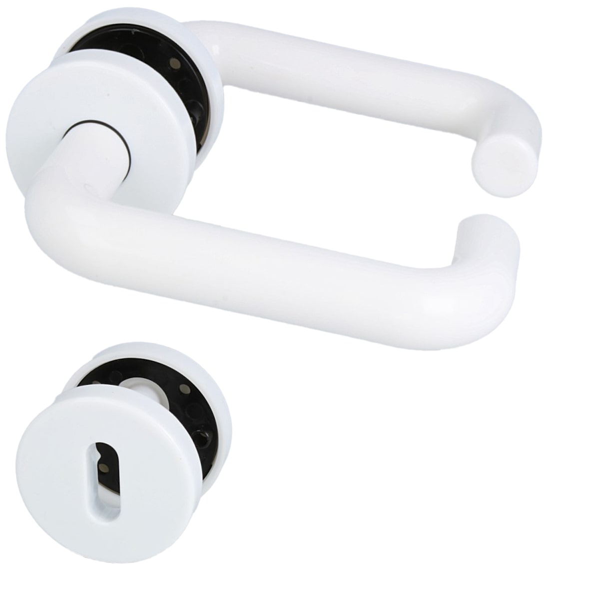 Türdrücker Weiß Kunststoff Türbeschlag Rosettengarnitur Überklippsrosetten BB PZ