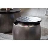 thumbnail of Design Couchtisch 2er Set Mango Massivholz Satztisch Rund Silber, Wohnzimmertisch Aluminium abnehmbarer Deckel, Beistelltisch Modern Metall / Holz