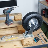 thumbnail of Relaxdays Lenkrollen 2er Set, luftbereift, 3.00-4, Schwerlastrollen, Platte zum Anschrauben, bis 240 kg, schwarz/silber