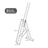 thumbnail of PROREGAL Mehrzweckleiter 3-teilig mit nivello®-Traverse 3x9 Sprossen