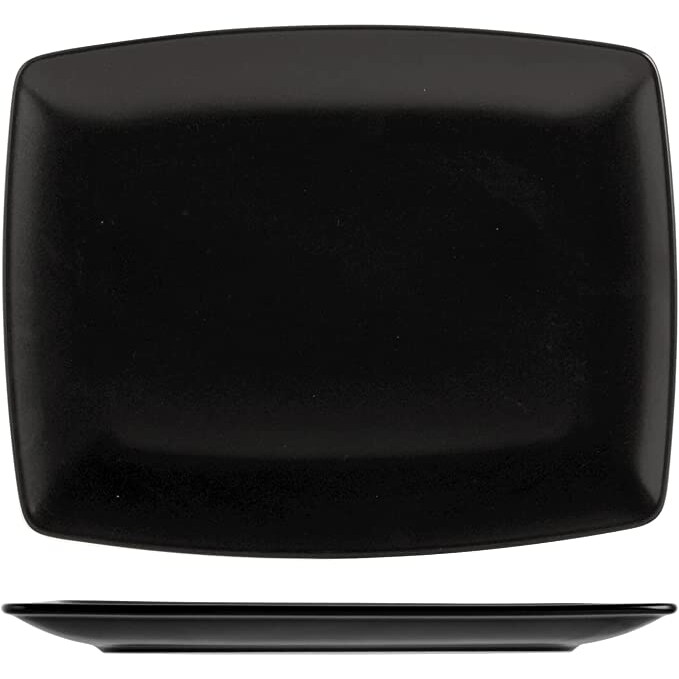 H&H Set 6 Piatti Rettangolari in Stoneware Boston Nero 25x15cm