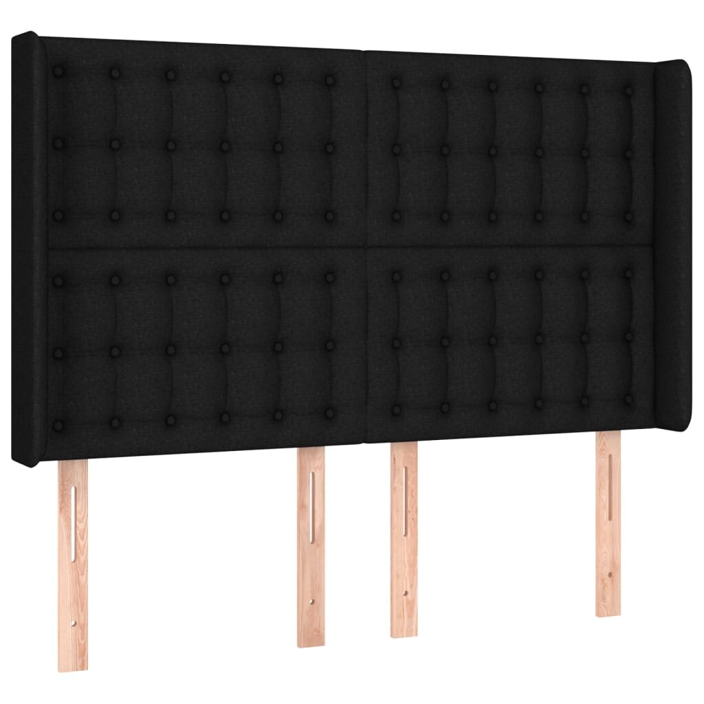 vidaXL Kopfteil mit Ohren Schwarz 147x16x118/128 cm Stoff