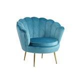 thumbnail of SalesFever Shell fauteuil | hoes velours stof | frame metaal goudkleurig | B 78 x D 76 x H 78,5 cm | blauw