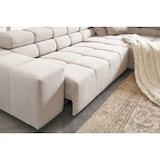 thumbnail of KAWOLA Sofa NEVADA Ecksofa Feincord silber mit motorischem Sitzvorzug Recamiere rechts