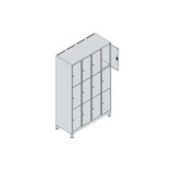 thumbnail of C+P Schließfachschränke Classic PLUS, Füßen, 12 schmale Abteile, HxBxT 195x120x50cm, Zylinderschloss, Hellgrau/Rot von PROREGAL