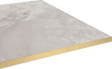 thumbnail of Restootab - Tischplatte 70x70 Dekor Marmor perla Kanten messingfarben