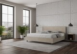 thumbnail of Letto matrimoniale king size con rete imbottito 200x210 microfibra sabbia Adele