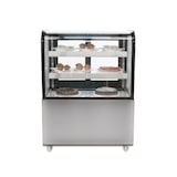 thumbnail of Vitrina refrigerada con ruedes, 2 estantes/puertas, acero inox./cristal, 122x91.5x67.5 cm, refrigeración por aire, 270L, negra/plateada, Polar CG841