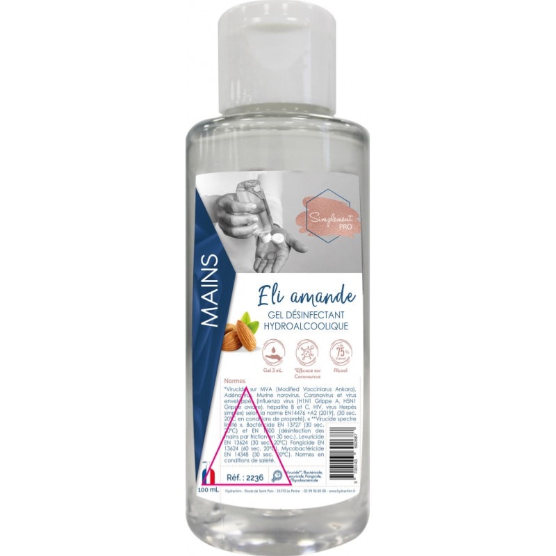 Gel hydroalcoolique Parfum Amande - Flacon 100ml - HYDRACHIM