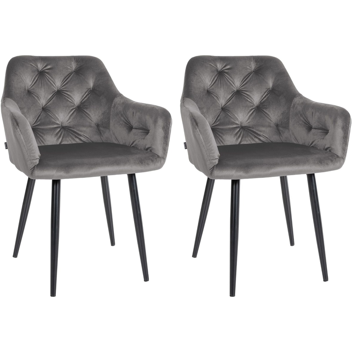 Décoshop26 - Set de 2 chaises de salle à manger design moderne couture capitonné assise en velours gris foncé 10_0001631
