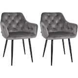 thumbnail of Décoshop26 - Set de 2 chaises de salle à manger design moderne couture capitonné assise en velours gris foncé 10_0001631