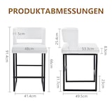 thumbnail of Barhocker Set 2er mit PU Bezug Weiß+Schwarz 91x50x41 cm gepolsterter Quadratsitz Metallbeine stabil pflegeleicht Nordic Design