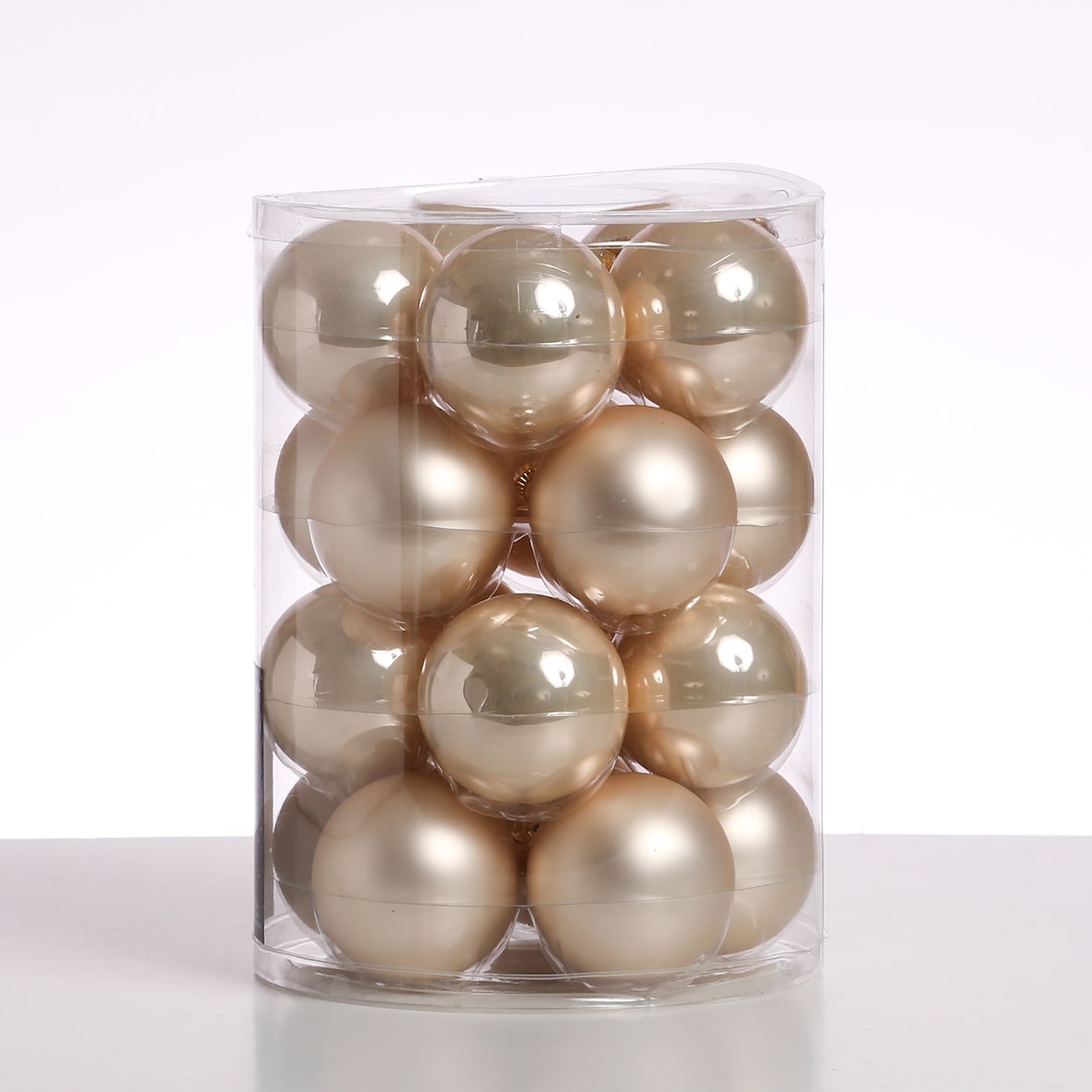 Christbaumkugel Weihnachtskugel Glas D: 6cm creme 20er Set