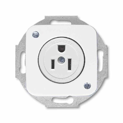 Nema Steckdose, 1f, alpinweiß, glänzend, Unterputz, horizontal, NEMA, IP20, Zentralplatte