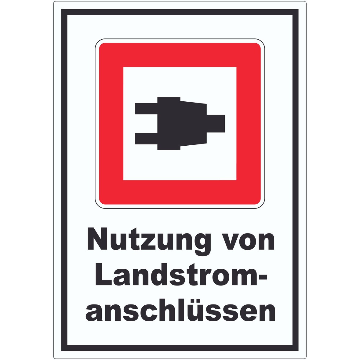 Nutzung von Landstromanschlüssen Aufkleber A8 (52x74mm)