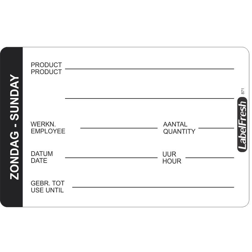 Labelfresh Etiquette HACCP 70 x 45 mm dimanche x 500