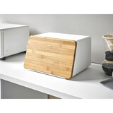thumbnail of Yamazaki Home Brotkasten weiß Brotkorb Brotbox Brotbehälter mit Bambus Schneidebrett