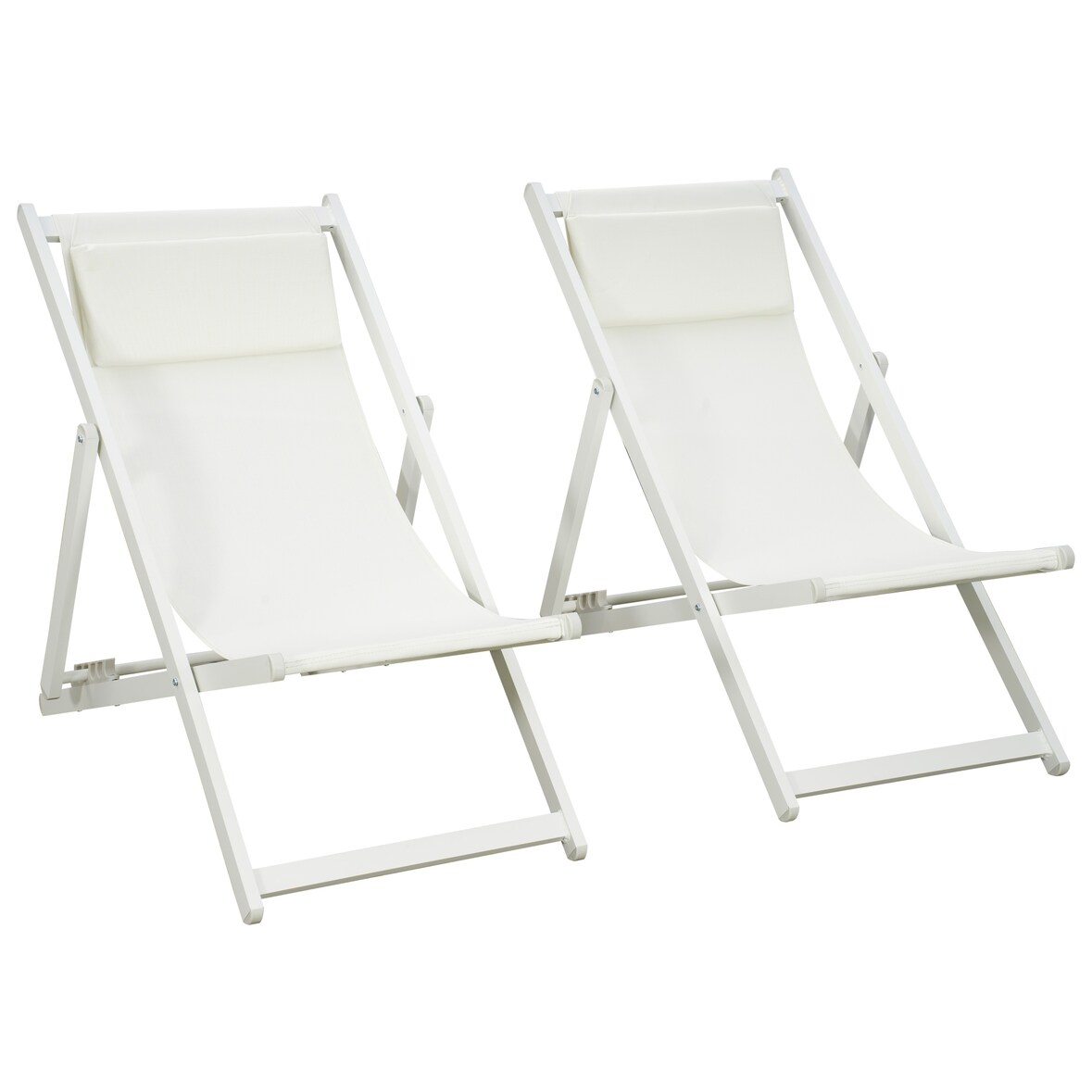 Outsunny conjunto de 2 tumbonas plegables de aluminio tumbonas de jardín con respaldo regulable en 5 posiciones y reposacabezas 60x100x85 cm