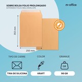 thumbnail of Sobres de Papel, Sobre Papel Kraft, Tamaño Folio Prolongado 250 x 353 mm, Sobre de Papel con Cierre Tira de Silicona· m-office (2000 uds,250x353mm)