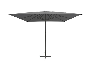 METRO PROFESSIONAL Guarda-sol de esplanada, alumínio / poliéster, Ø 4 x 4 m, abertura por manivela, repelente de água, proteção UV, cinza