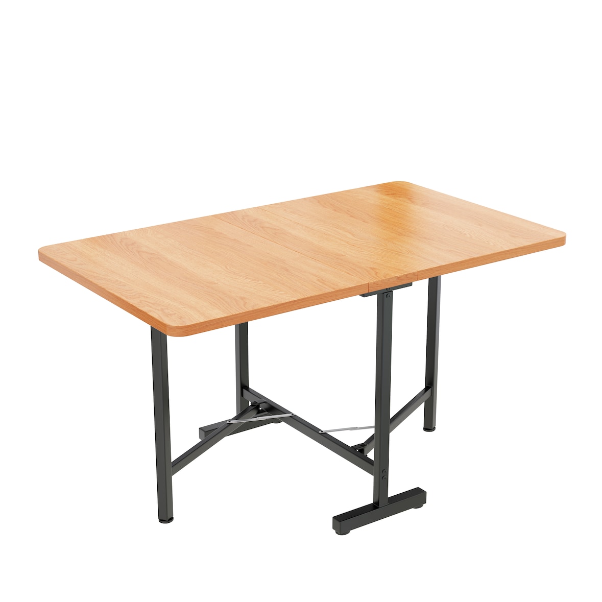 Ausziehbarer Esstisch klappbar Natur Eiche Weiß 120x80x75 cm mit platzsparender Aufbewahrung, MDF Tischplatte, stabile Legierungsstützen