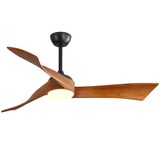 thumbnail of Deckenventilator 42x132x132 cm mit Licht und Fernbedienung 6 Stufen Timer Umkehrfunktion DC Motor leise Schwarz Metall+Holz