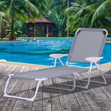 thumbnail of Outsunny Tumbona Reclinable y Plegable de Jardín con Respaldo Ajustable en 4 Posiciones Marco de Metal Texteline Transpirable 160x66x80 cm Gris