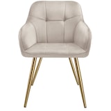 thumbnail of tectake Eetkamerstoel Marilyn, fluweellook, gecapitonneerd - taupe/goud, Set van 4 - 405789