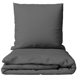 thumbnail of Bettwäsche Baumwolle 135x200 + 80x80 cm Einfarbig Uni grau mit Reißverschluss