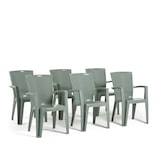 thumbnail of Set de 6 chaises monobloc en polypropylène avec fibre de verre, effet rotin, empilables pour extérieur et jardin, bar et restaurant - Diana - Sauge