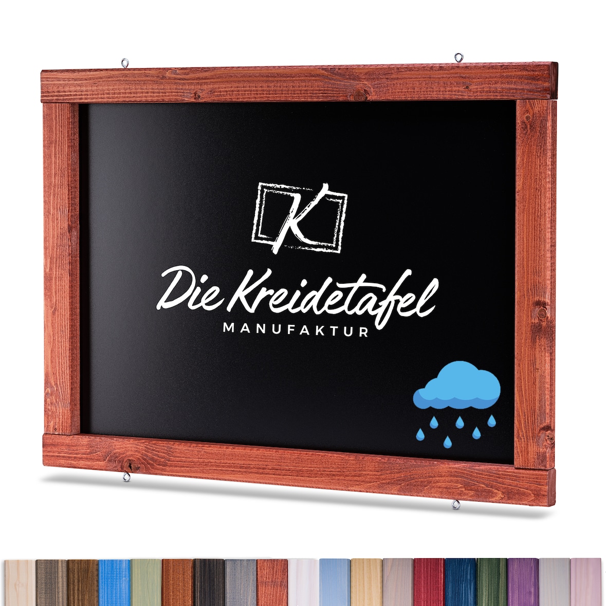 Wetterfeste Outdoor Kreidetafel mit Holzrahmen / Mahagoni 55x55cm