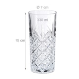 thumbnail of Relaxdays Longdrinkgläser, 6er Set, 300 ml, geschliffene Trinkgläser, spülmaschinenfest, Highball Gläser, transparent