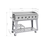 thumbnail of METRO PROFESSIONAL Barbecue a gas con 6 bruciatori e plancha, 111 × 50 cm, telo di copertura, con ruote, acciaio inox, argento
