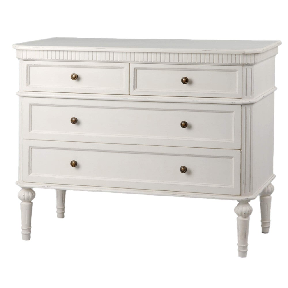 Commode 4 tiroirs Léonie en kit -  Blanc Rectangulaire Bois Amadeus 45.00x101.00 cm