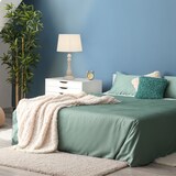 thumbnail of Relaxdays Tischlampe Landhausstil, E14 Fassung, Stoff & Holz, Wohn- & Schlafzimmer, Nachttischlampe, HxD: 47x27 cm, weiß