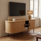 thumbnail of Meuble TV en mélaminé et acier 120 cm beige - Oviala