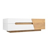 thumbnail of Moderner Couchtisch 120x50x37 cm, Schiebemechanismus, Stauraum, Schubladen, MDF, Weiß + Holzfarbe, Wohnzimmer Tisch