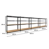 thumbnail of PROREGAL Mega Deal | 4x Schwerlastregal TAURUS XL | HxBxT 180x160x60cm | Fachlast 250kg | Schwarz | Stecksystem Lagerregal Regalsystem 4 Stk.