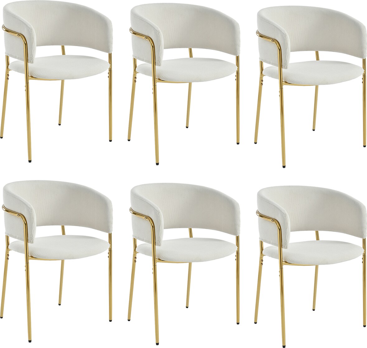 Polsterstuhl Esszimmerstuhl aus Cord, Holz und Metall, Beige, 45,72x45,72 cm, mit verstellbaren Fußgleitern
