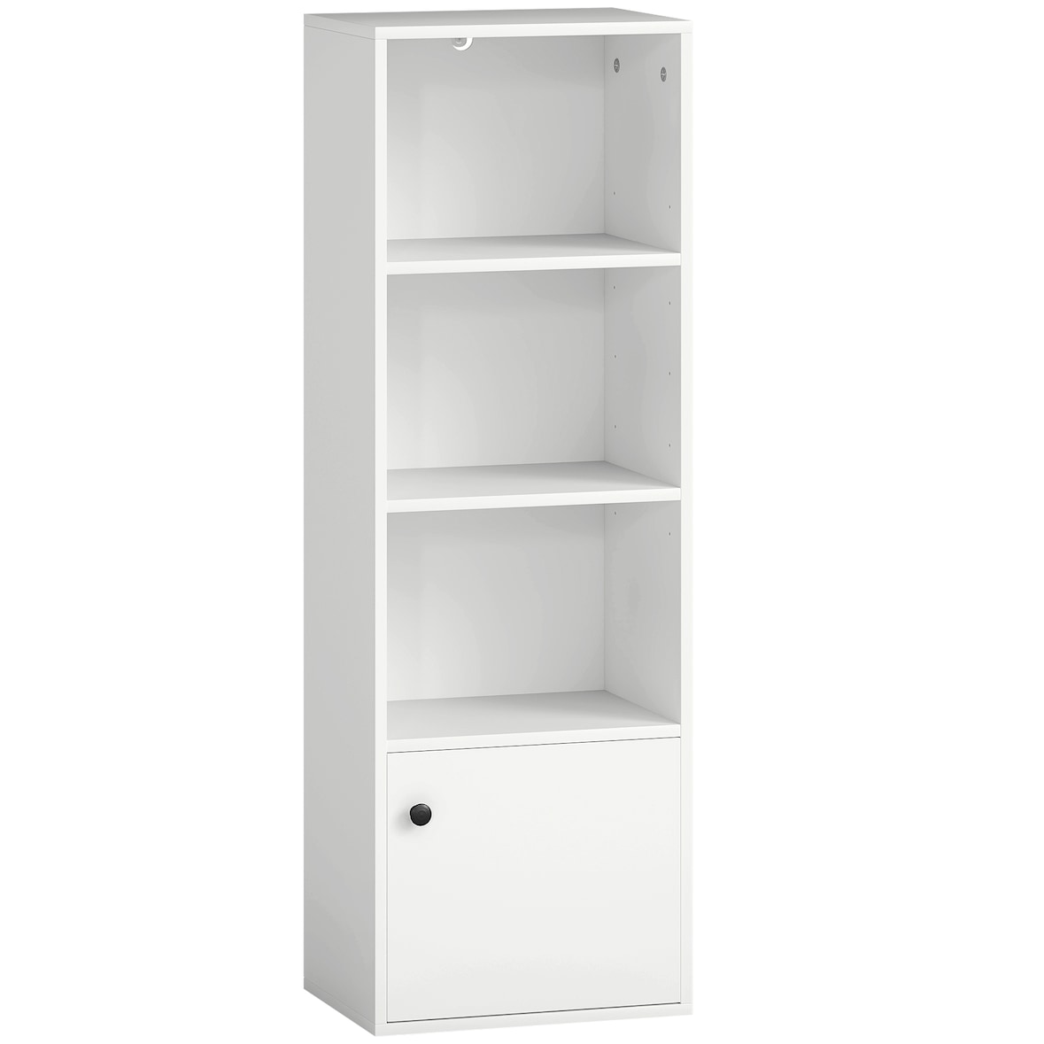 HOMCOM librería de 4 niveles, estantería para libros moderna con estantes ajustables y puerta, 40x30x120 cm, para salón, dormitorio, blanco