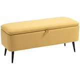 thumbnail of HOMCOM Banco de Armazenamento Estofado em Linho com Tampa Abatível e Pés de Aço Carga Máxima 150kg 102x40x39,5cm Amarelo